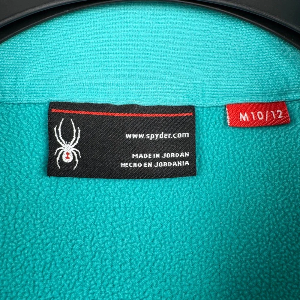 Spyder Kids Full Zip Jacket M‎ 10/12 Turquoise Blue Trim Active Sports